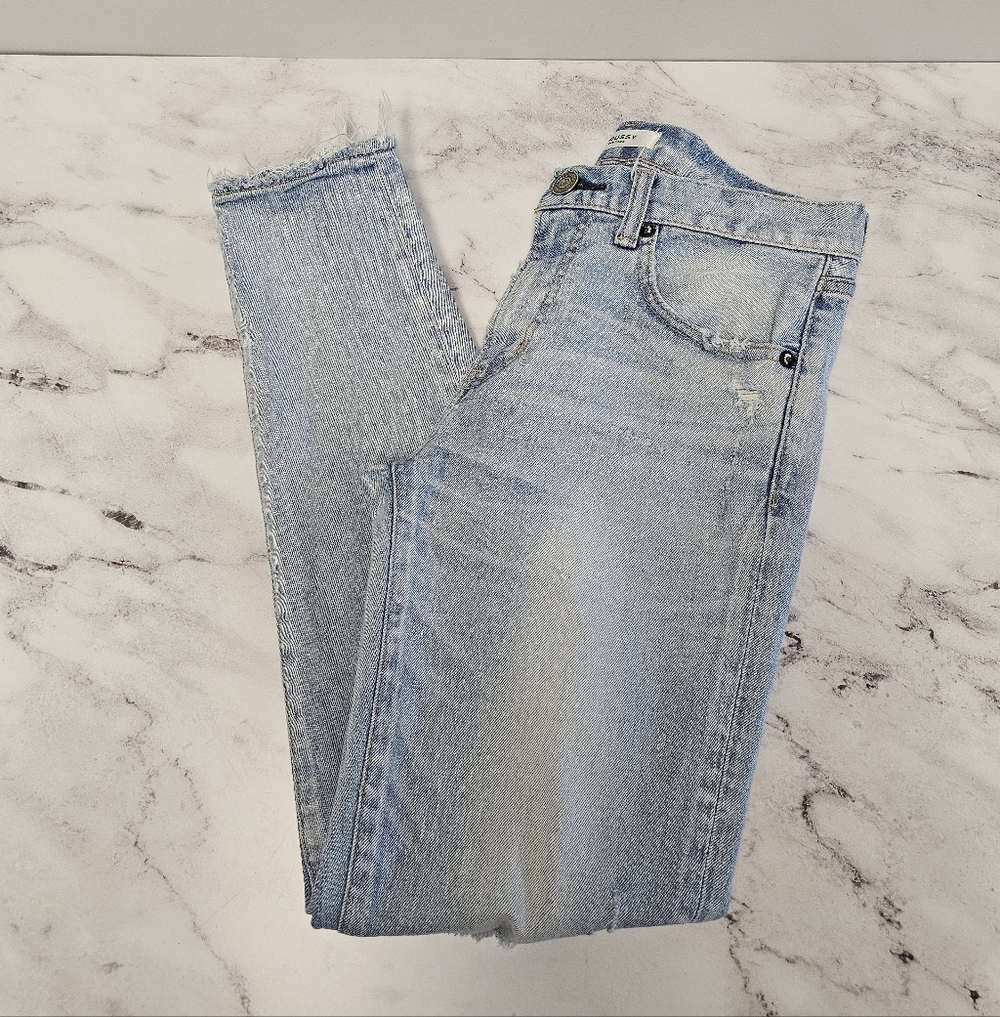 Moussy Vintage High Rise Ankle Fray Skinny Blue Distressed Jeans 26 Preowned - Picture 3 of 10